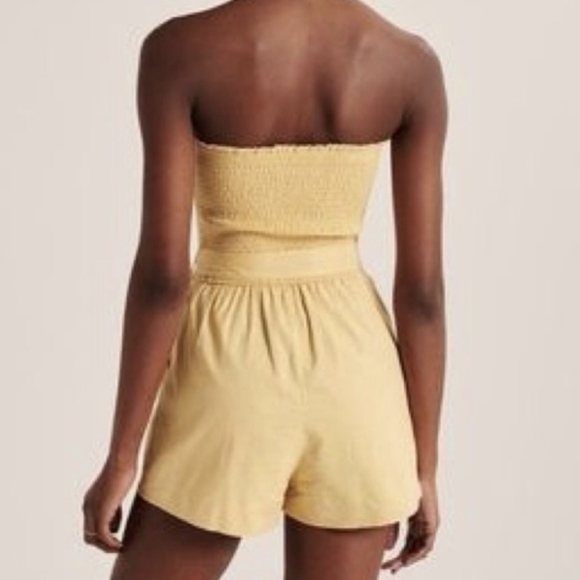 abercrombie & FITCH black linen blend smocked romper xxs - Picture 3 of 13